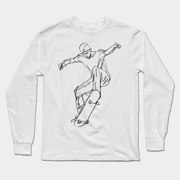 skateboarding line art Long Sleeve T-Shirt by Mousely 
